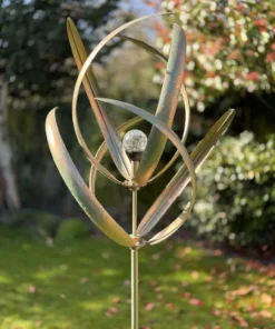 Knightsbridge Wind Sculpture in Verdigris with Solar Bulb